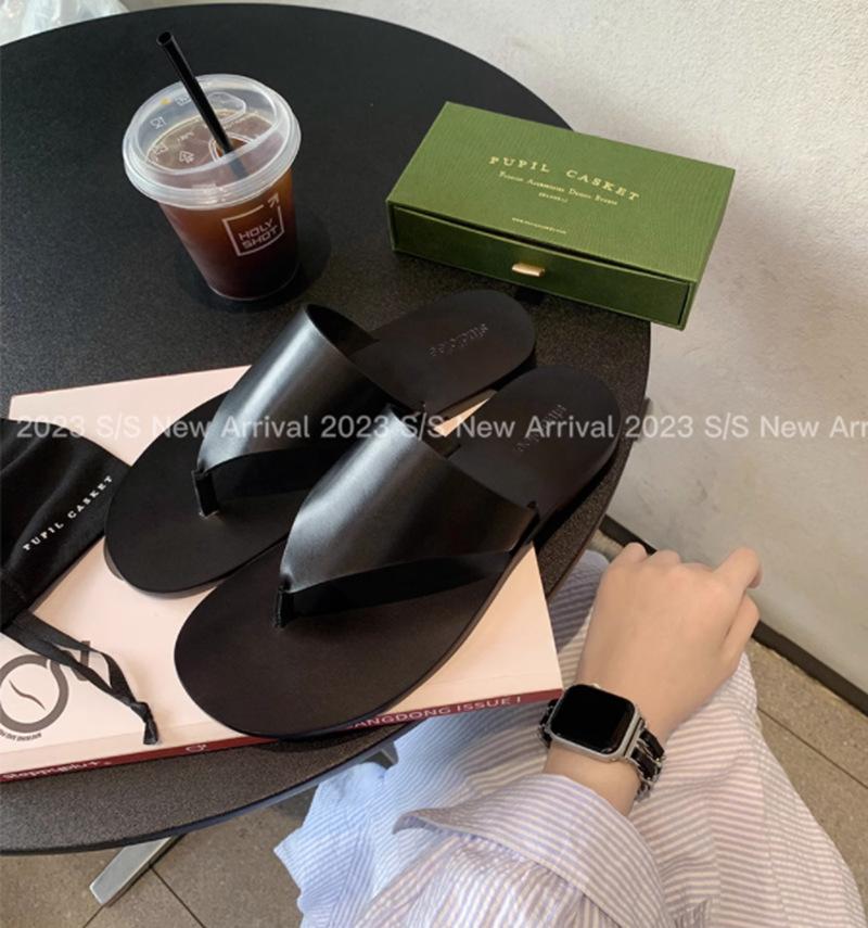 

летние новые с круглым носком простые треугольные сандалии на плоской подошве женские кожаные сандалии на плоской подошве 40