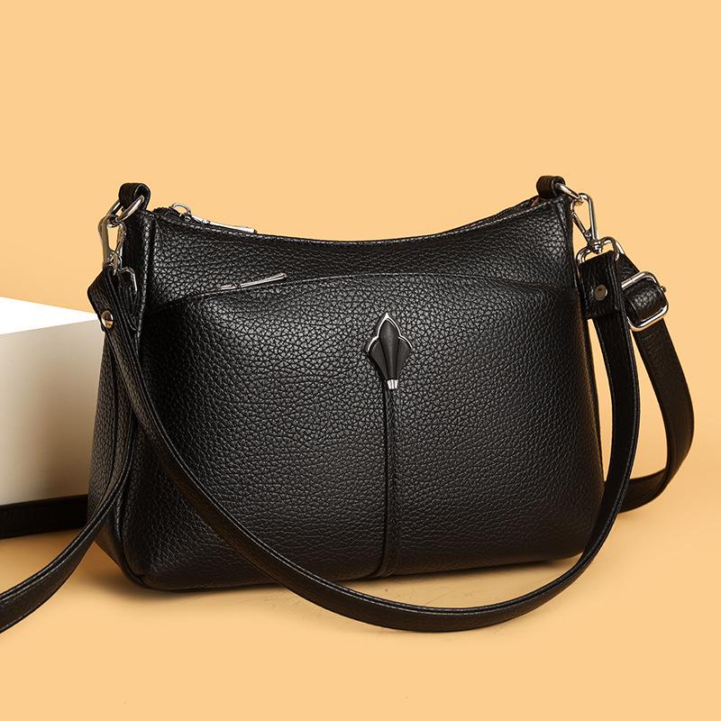 

Little Square Bag - Mom s Retro Simple Multi-Layer Large Capacity Shoulder Sling Bag чорний