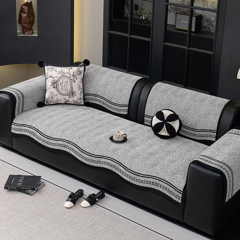 New High-end Light Luxury Chenille Special-shaped Sofa Cover,four-season Universal Fixed Non-slip Sofa Cushion Cover Back Towel