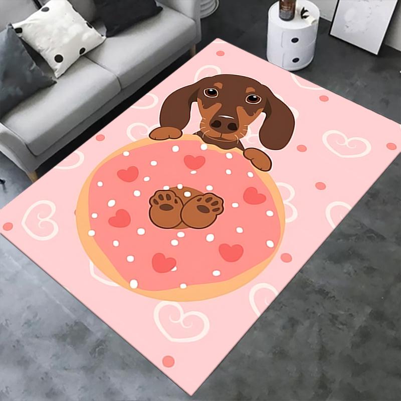 Chair Mat Office Carpet Oversized Pink Donut with Cute Dog Design, Perfect for Home Decor, Sofa Rug, and Office Use As a Gift for Any Room
