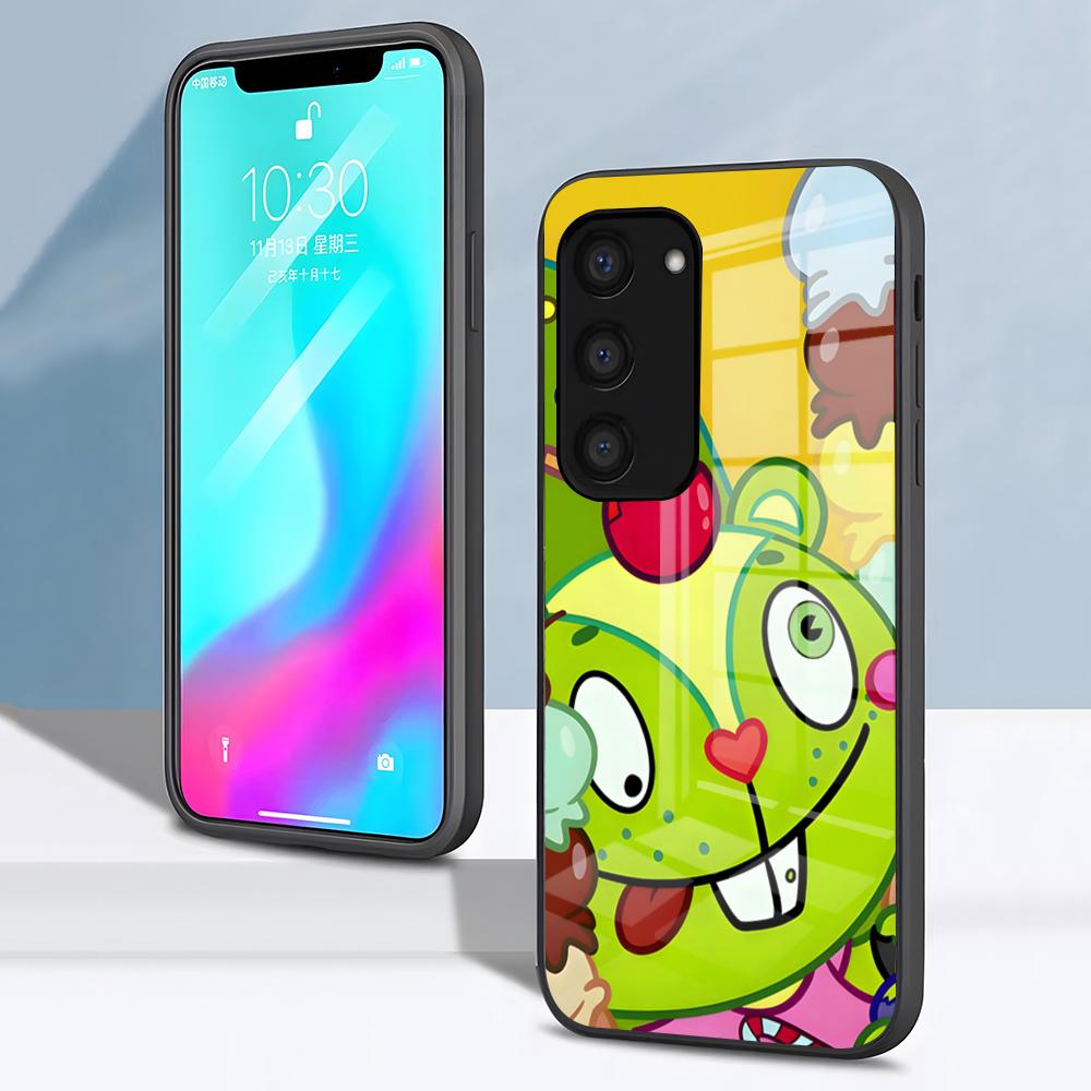 H-Happy Tree F-Friends Phone Case For Samsung S26 S25 S24 FE S23 S22 S21 Plus S20 Ultra Note20Ultra Black Glass Cover