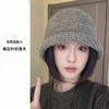Chapéu de balde de lã grossa fofo japonês para outono e inverno 2025, mistura de lã, casual, para circunferência da cabeça grande, chapéu de balde de tricô, feminino