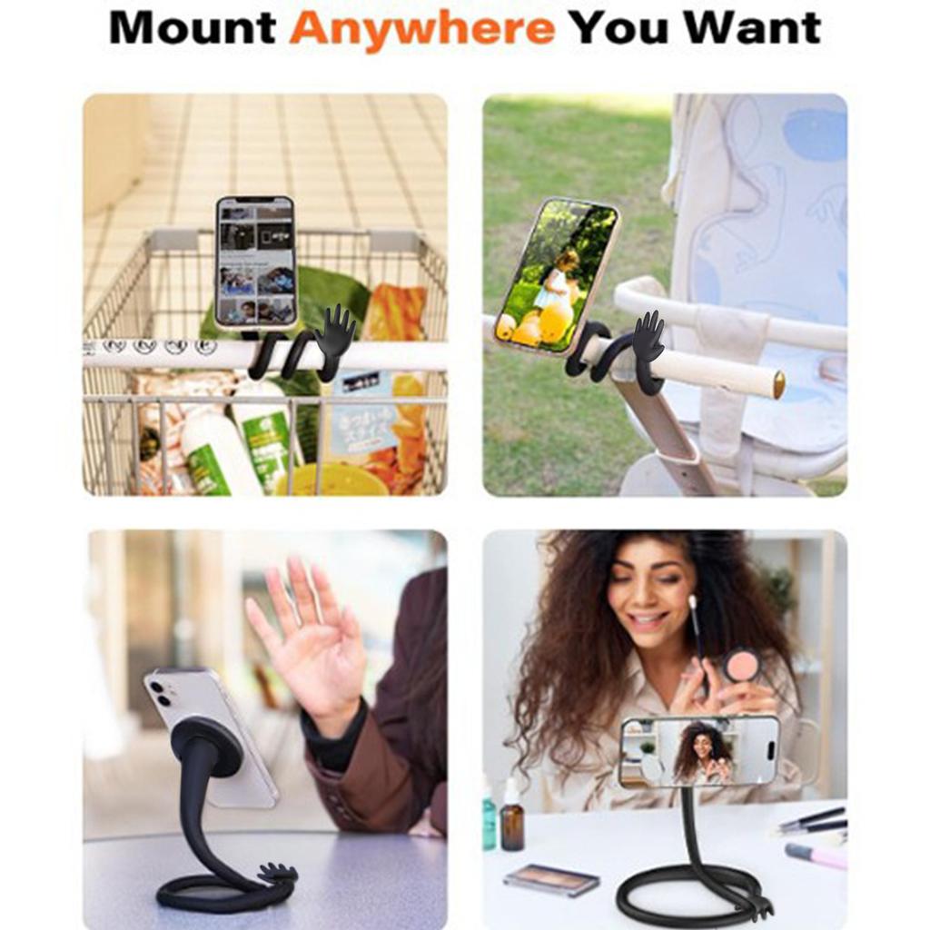 Mini Portable Tripod Stand, Flexible Gooseneck Non-Slip Silicone Desktop Phone Holder for Live Streaming, Compatible with iPhone Android