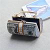 2025 Luxury Full Diamonds Dollar Stack Cash Evening Handbags Women Rhinestone Wedding Party Clutch Bag Metal Chain Shoulder Bag