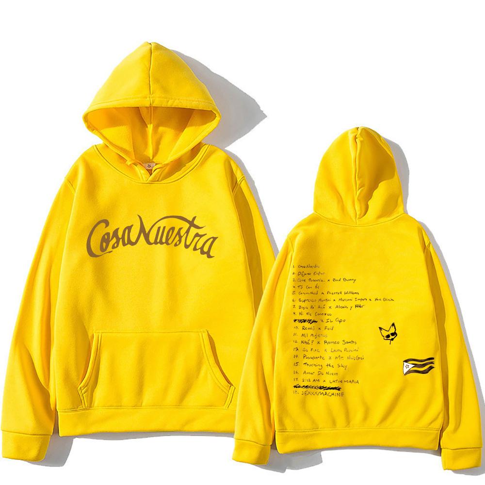 

Rauw Alejandro Новий альбом Cosanuestra Світшоти Вінтажний класичний візерунок Худі Креативний тренд Одяг Осінній вільний м’який пуловер XXXL жовтий