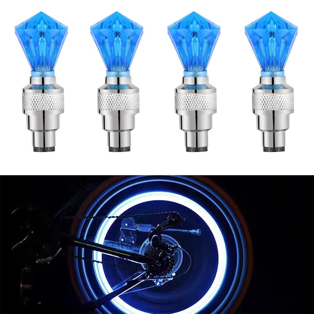 1Pair LED Bicycle Valve Light, Neon Bicycle Spoke Light, Bicycle Tire Valve Light Night Riding Warning Light Bicycle Accessories