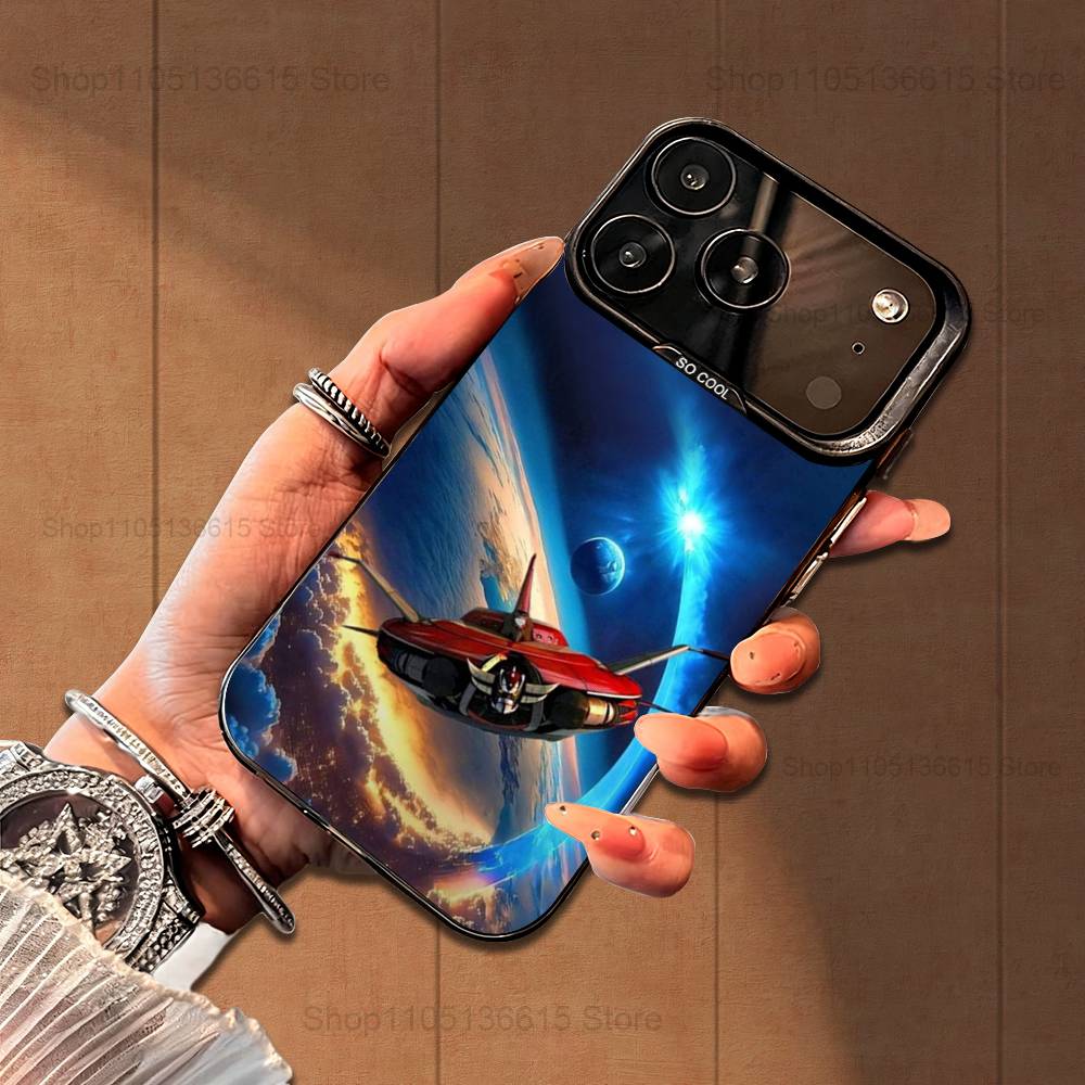 R-Robot G-Goldorak Anime UFO Phone Case For iPhone 16,15,14,17,13,12,11,Mini,Pro,SE,XS,MAX,Black Matte Silicone Cover