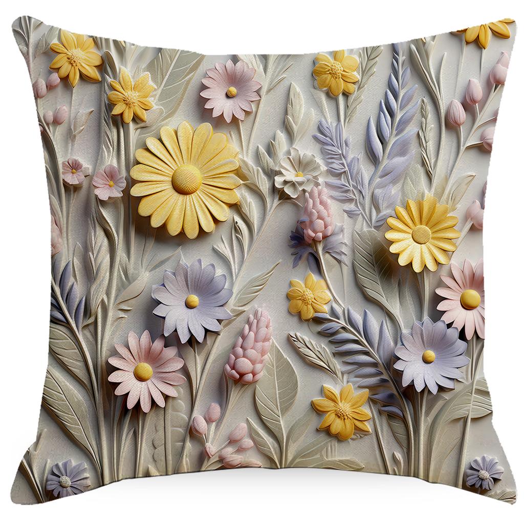 New Retro Floral Pillowcase Creative Oil Painting Engraving Style Print Home Sofa Cushion Pillowcase