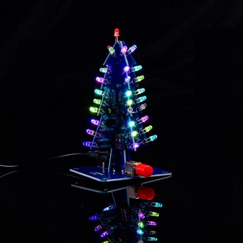 Colorful 3D Christmas Tree Led DIY Kit, Colorful Flash RGB LED Circuit Electronic Assemble Funny Kit, STEM Project