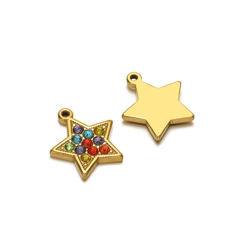 5pcs Stainless Steel Star Snowflake Zirconia Flower Charms for DIY Jewelry Findings Necklace Pendants Bracelet Earrings Making