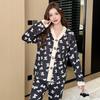 Autumn New Plus Size Women's Pajamas Bow Tie Print Long-sleeved Trousers Homewear Sets Sweet Cute V-neck Sleepwear