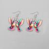 Acrylic Colorful Hummingbird Earrings Retro Style 2D Bird Shape Earrings  Jewelry Accessory