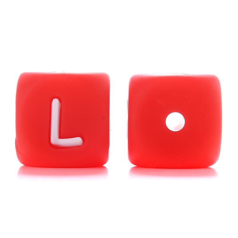 10Pcs/Lot 12mm Silicone Letter English Alphabe Beads Food Grade Silicone Chewing Beads DIY Baby Teething Toys Necklace Pendant