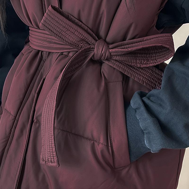 Fashion Winter Warm Vest Woman Outerwears With Belt Sleeveless Parka Casual Thick Women's Jackets