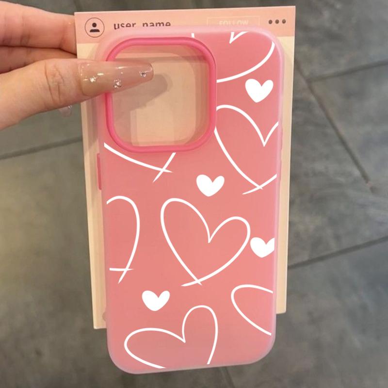 Elegante Custodia Bianca a Forma di Cuore d'Amore per Samsung Galaxy A06 A55 A56 A07 A17 S25 S24 FE S23 Ultra Plus S22 Copertura Opaca 2-in-1