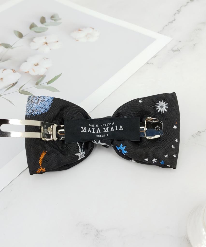 Maia Milky Way Star Jacquard Hair Ribbon Pin - Blue