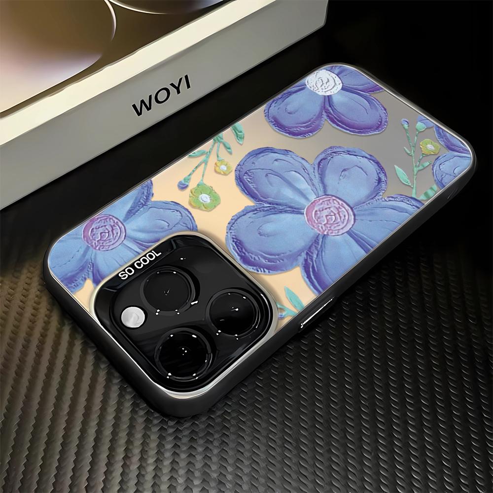 Blue Flowers Case For Iphone 16 Pro Cover For Iphone 15 14 13 12 11 Pro Max Cover Funda Bumber Coque 16 Pro 16E Case