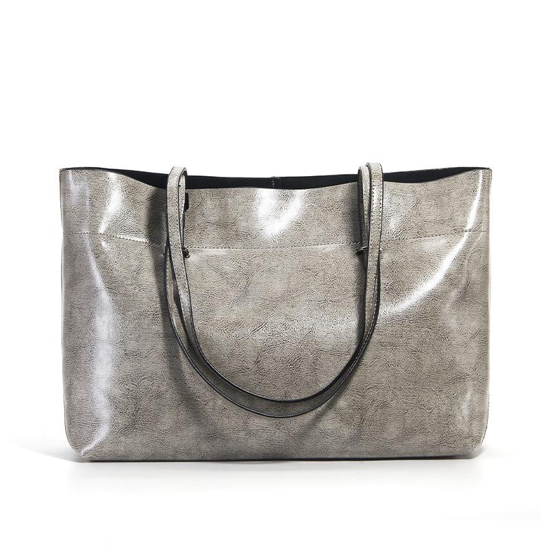 Damen Echtleder Allround-Tote - Europäische & Amerikanische Mode, Schultertasche mit großem Fassungsvermögen