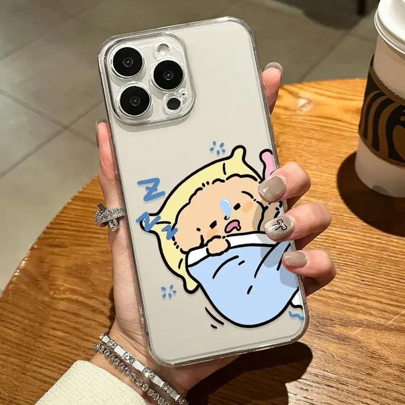Cute Cartoon Dog Couple with Bouquet Print Phone Case for iPhone 17 16 15 14 13 12 11 16E Series Pro Max Plus