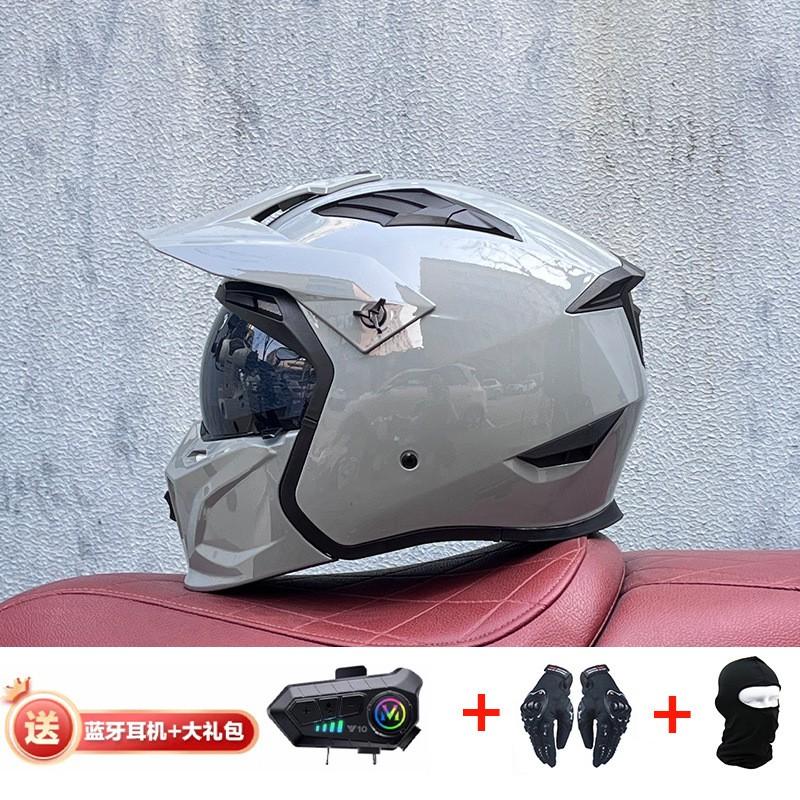 Full Face Motorcycle Helmet With Detachable Bluetooth Module ABS Shell Unisex All Season Retro Style