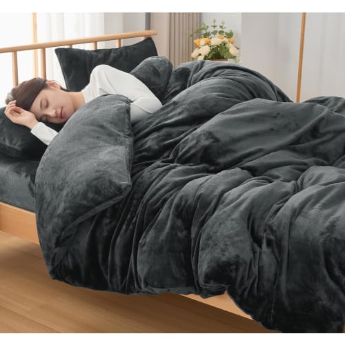 Fuwawa Single Duvet Cover, Winter Flannel, Warm, Thick, "+5C Heat Storage" Comforter Cover, Doubles As a Blanket, 8 Snap Buttons and Double Zipper, C