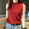 Weste Damen Half Rollkragenpullover Ärmelloses Strickoberteil Hosenträger