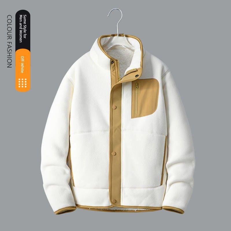 Double-Sided Polar Fleece Hooded Outwear Men Winter Thickening Cardigan Outdoor Fleece Coat Liner Export Men's Clothing Jacket