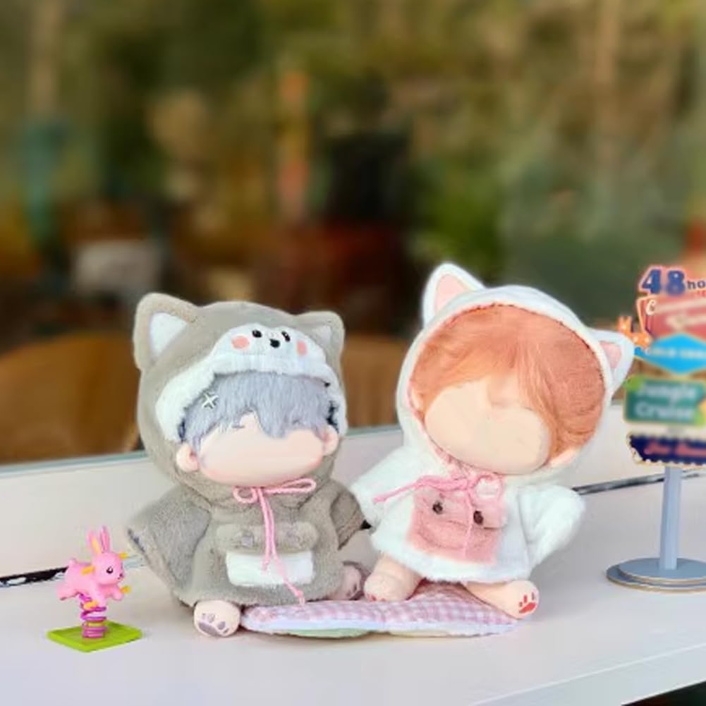 YUYAKESHI Cotton Doll Clothes Animal Doll Clothes Change of Clothes Jacket Hat with Ears Stuffed Animal Costume Cute Animal Fluffy Cape (Oogami, 10cm)