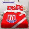 Stoke City FC Muster Bettwäsche Bettdecken-Set Heimdekoration Geschenk (1 Bettbezug + 2 Kissenbezüge (ohne Füllung))