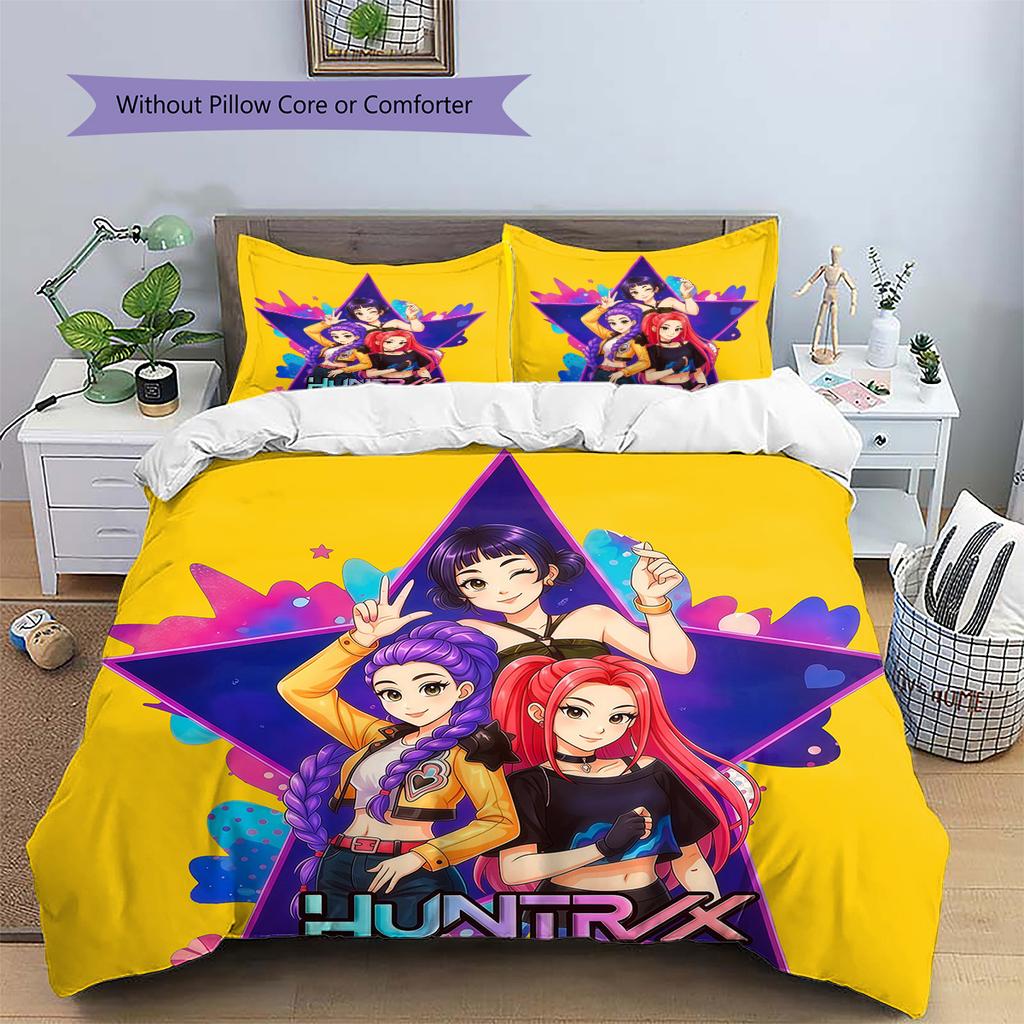 HUNTRIX Pattern Bedding Quilt Set  Home Decoration  Gift (1 * duvet cover + 2 * pillowcase  without core)