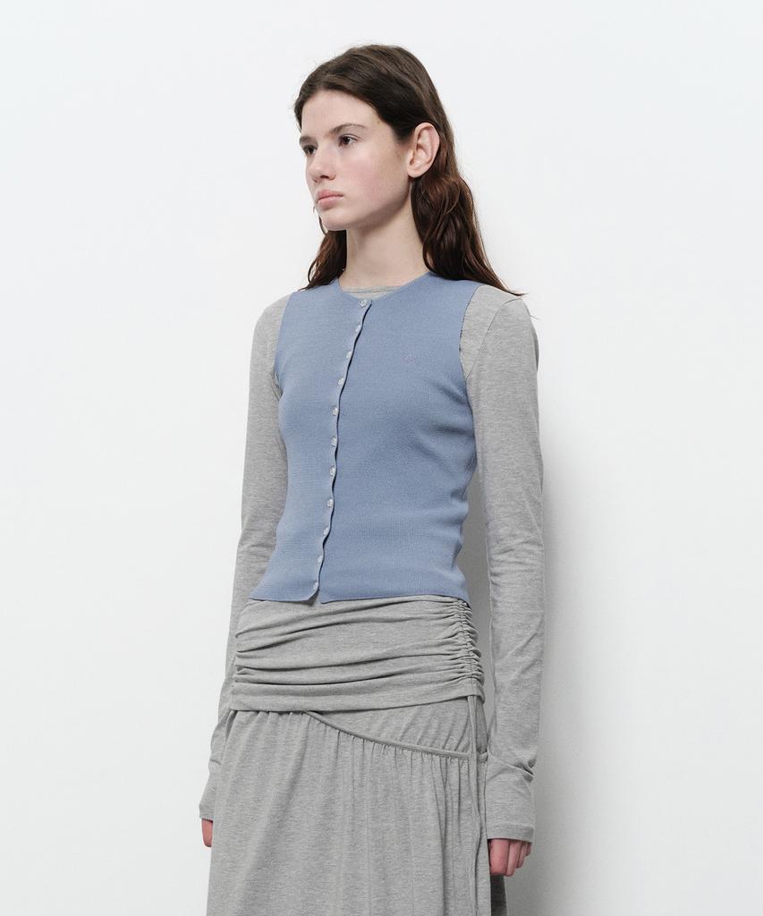 Daiaegeuneol Flower Button Knit Vest (Blue)