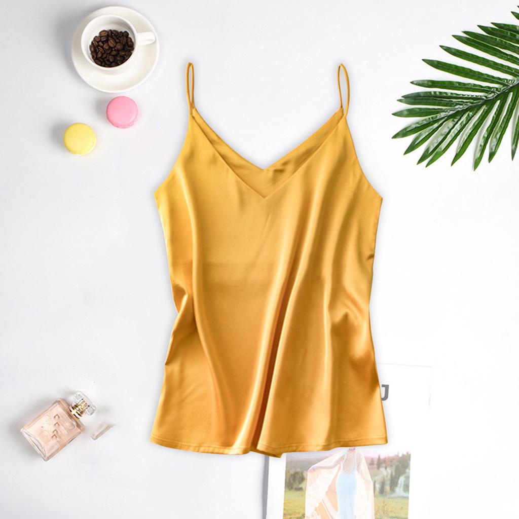 Women's Loose Fit Plus Size Imitation Silk Satin Camisole - Sleeveless Top for Outerwear or Inner Wear