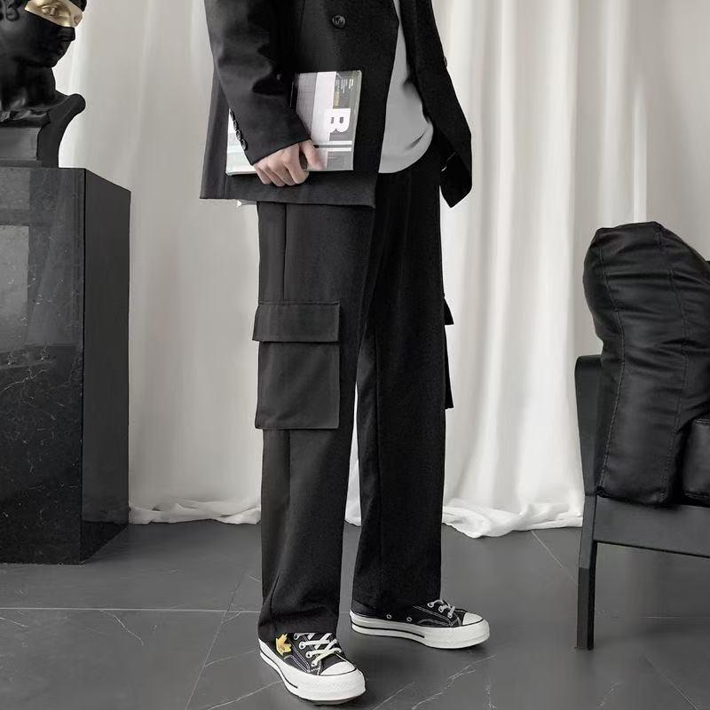 

Men s Korean-Style Trendy Loose Wide-Leg Pants, Straight-Leg Casual Long Pants for Spring and Autumn XXL чорний