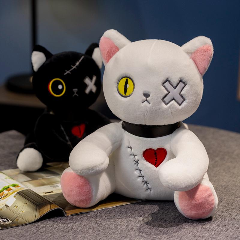 25/35cm Tmavá séria plyšová hračka mačka Veľkonočná bábika mačka Plnená gotický rockový štýl Plyšové mačky Darček na narodeniny Vianoce