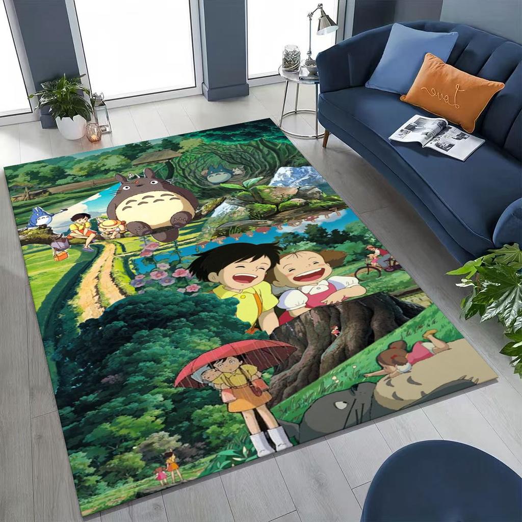 Kawaii T-Totoros Cartoon Art Carpet Rug for Bedroom Living Room Sofa Home Doormat Decor,Large Kids play Non-slip Floor Mat