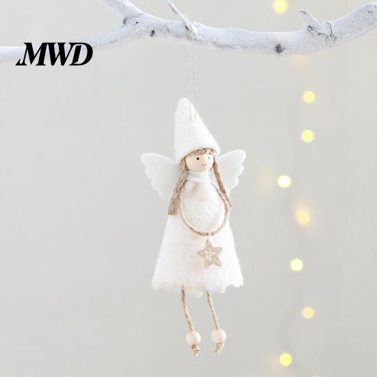 Pastel Christmas Gift Box Toppers Angel Doll Decoration, Plush Fairy Girl Pendant, Tree Hanging Fabric for Party Ornament Winter Holiday New Year Home
