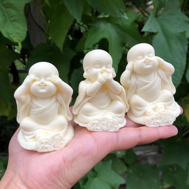 Three Little Monks Characters Statue Don't Say, Don't Look, Don't Listen Art Sculpture Cute Home Room Office Car Decorations