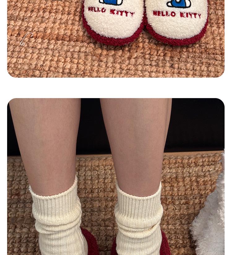 Genuine Sanrio Cartoon Furry Slippers - Women's Non-Slip Warm Winter Indoor Slippers with Plush Cotton and Velvet