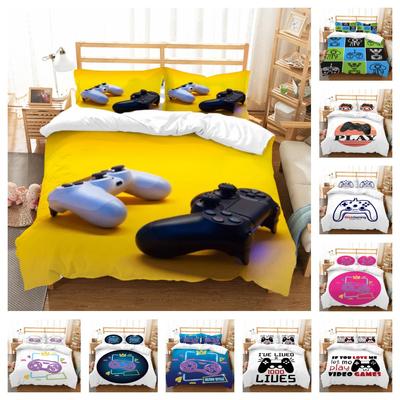Textile pentru casă Cool Boy Copii Set lenjerie de pat moale Design 3D Gamepad Husă de pilota și fețe de pernă Poliester