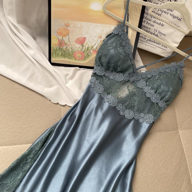 Sexy Spaghetti Strap Backless Nightgown with Chest Pad - Korean Style Spring/Summer Women's Pajamas