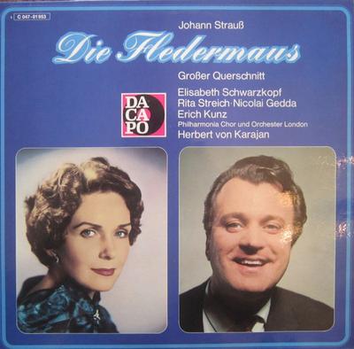 LP Record JOHANN STRAUSS JR. PHILHARMONIA CH  Die Fledermaus Groer Querschnitt 1C04701953 Dacapo Germany Classical Used