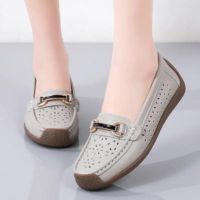 Kvinners leiligheter Loafers Skinn Kjøremokkasiner Komfortflater Uformell Slip-on Walking Minimalistiske sommerballetter Sko til mor
