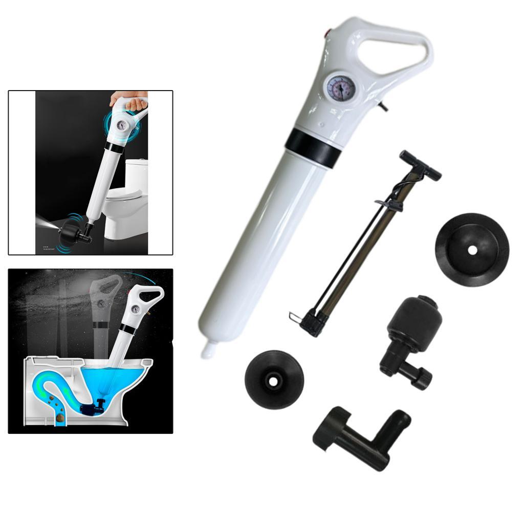Toilet Plunger Air Drain Blaster Auger Kit ABS Plastic Clog Remover Plumbing Cleaning Tool for Bathroom Sink Floor Drain