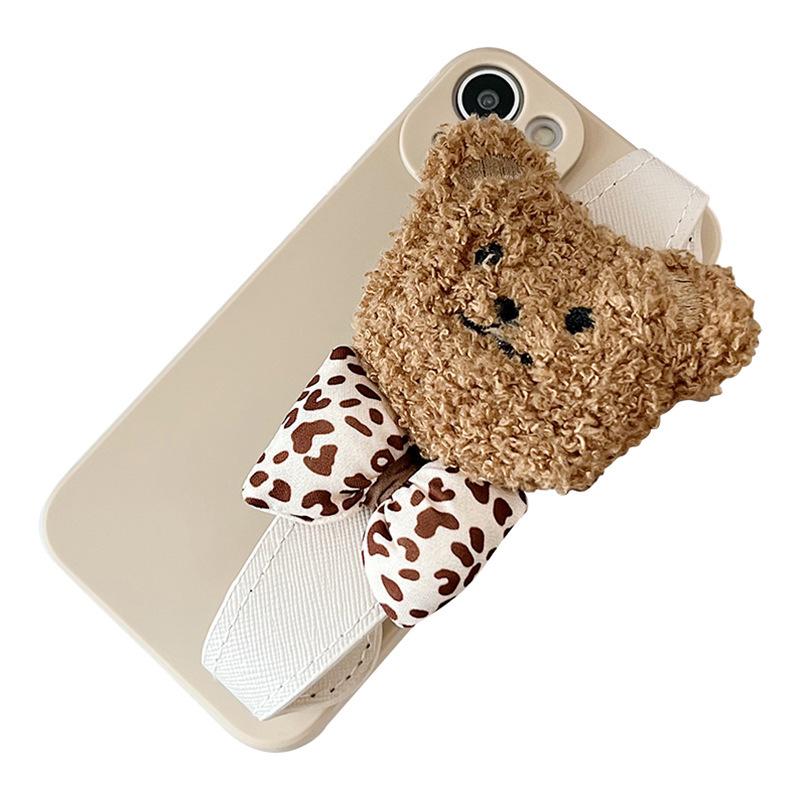 Applicable To Iphone17Pro Mobile Phone Case Wristband Bear Wind 16 Apple 15/14 All-Inclusive Fine Hole Anti-Drop 13