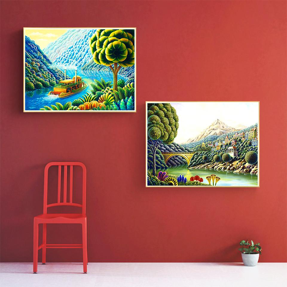 5D DIY Diamond Painting Landscape Scenery Cross Stitch Kit Full Round Rhinestone Embroidery Mosaic Home Decoration Gifts