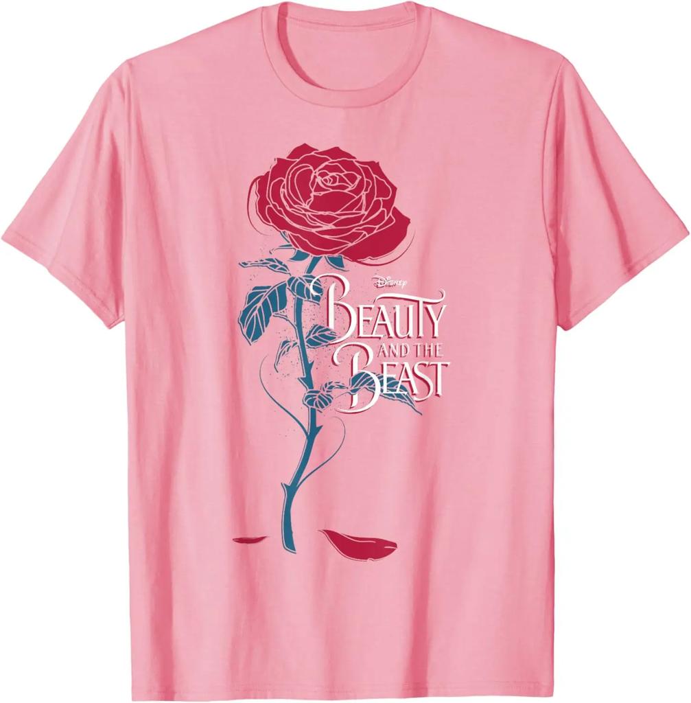 Hot Fashion Casual Disney Beauty & The Beast Wilting Rose Logo Graphic T-Shirt T-Shirt S-4XL Four Seasons