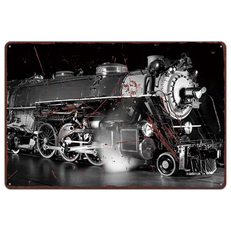 Vintage Metal Tin Poster Train Retro Metal Tin Signs Posters Plate Wall Decor for Bar Restaurant Cafe Clubs Retro Plaque