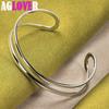 Gioielli con bracciale rigido in argento sterling 925 con linea a doppio cerchio