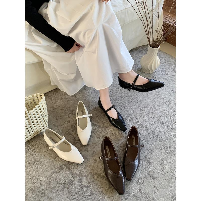French Mary Jane Single Shoes Women'S Shoes New Spring Evening With Skirt Doudou Low Heeled Ladyshoes