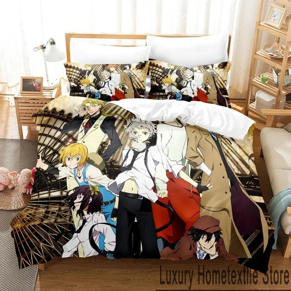 Anime Bungo Stray Dogs Bedding Set Boys Girls Twin Queen King Size Duvet Cover Pillowcase Bed Boys Adult Home Textileextile